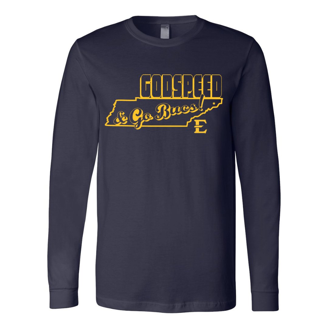 ETSU Godspeed and Go Bucs! Long Sleeve Tee - East Tennessee State University - Walk-On Apparel