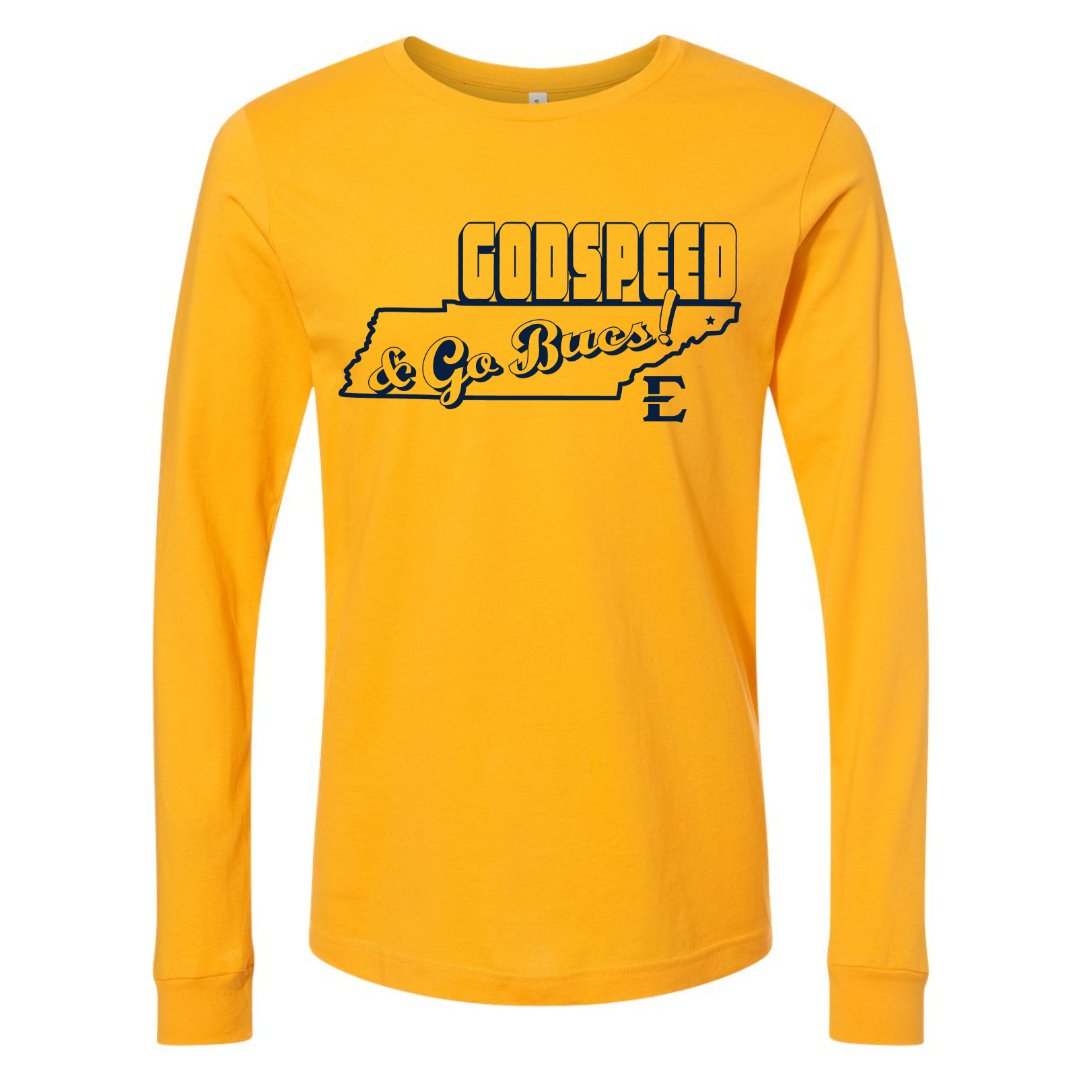 ETSU Godspeed and Go Bucs! Long Sleeve Tee - East Tennessee State University - Walk-On Apparel